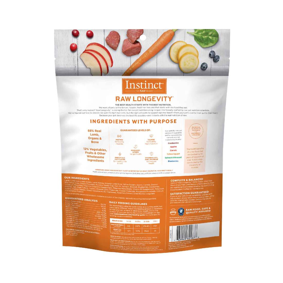 Instinct Raw Longevity Adult Freeze-Dried Lamb Bites Dog Food, 15 Ounce Bag