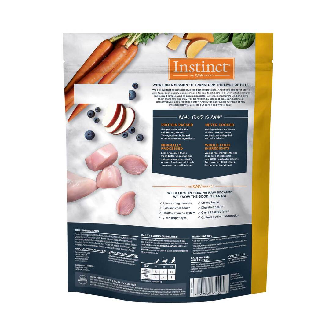 Instinct Frozen Raw Bites Grain-Free Cage-Free Chicken Recipe Cat Food, 1.25 Pound Bag - Not Availab