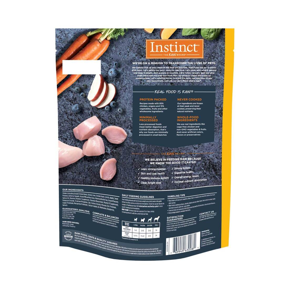 Instinct Frozen Raw Bites Grain-Free Cage-Free Chicken Recipe Dog Food, 3 Pound Bag - Not Available 