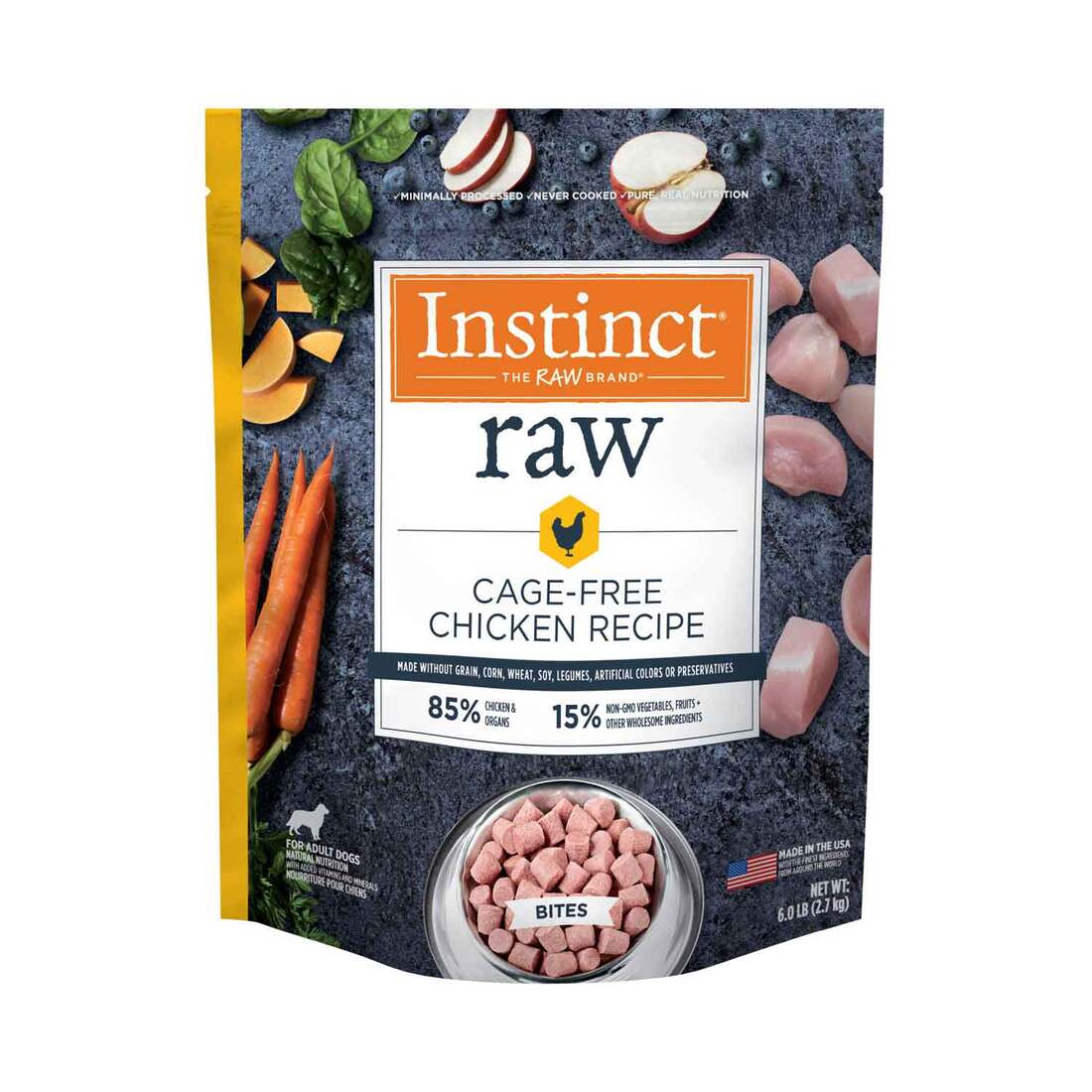 Instinct Frozen Raw Bites Grain-Free Cage-Free Chicken Recipe Dog Food, 6 Pound Bag - Not Available 