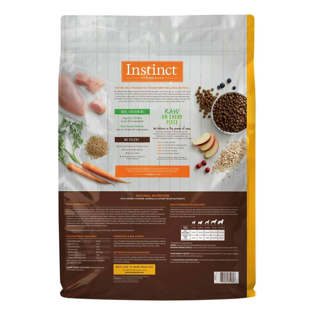 Instinct Be Natural Real Chicken & Brown Rice Recipe Freeze-Dried Raw Coated Dry Dog Food, 25 Pound 