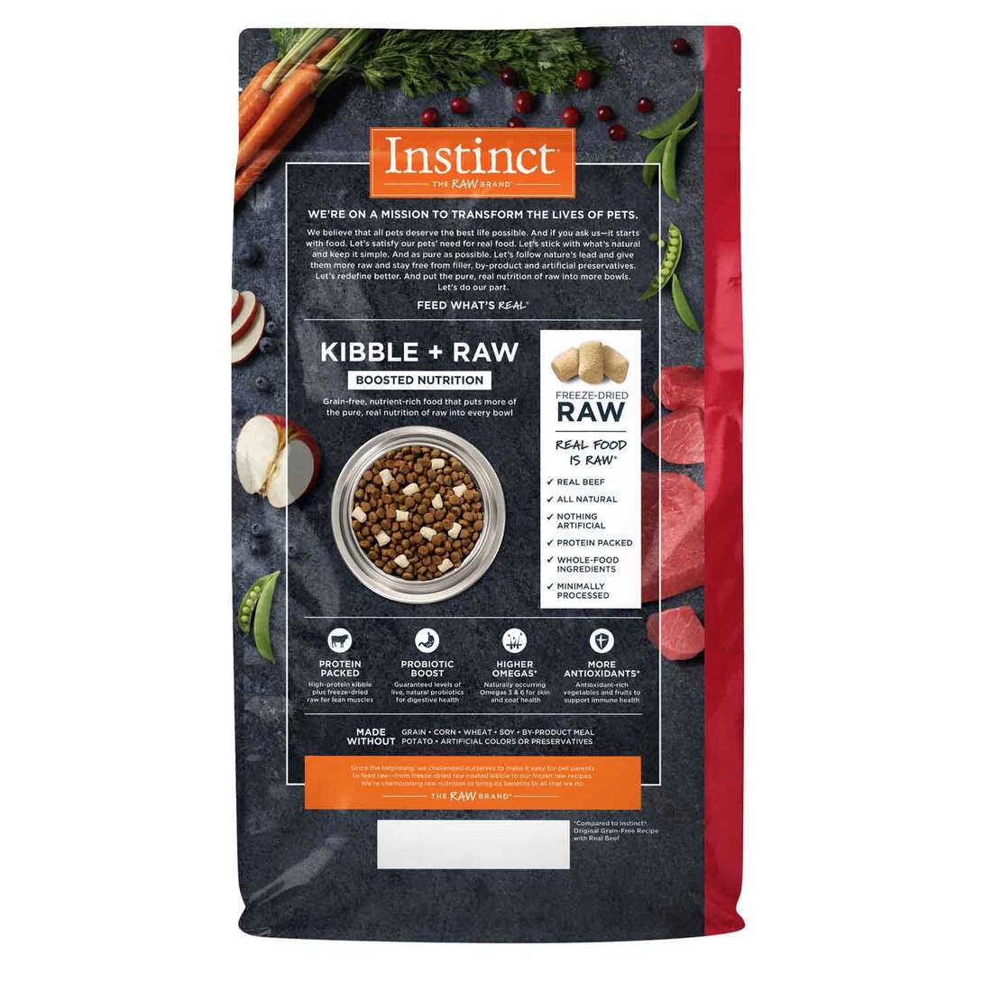 Instinct Raw Boost Grain-Free Recipe with Real Beef Dry Dog Food with Freeze-Dried Raw Pieces, 4 Pou