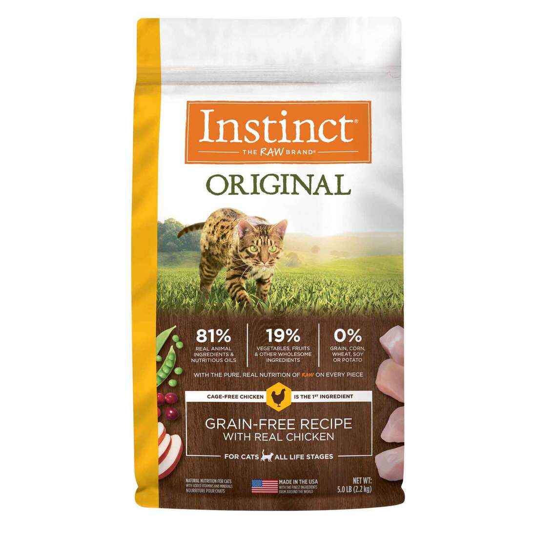 Instinct Original Grain-Free Recipe with Real Chicken Freeze-Dried Raw Coated Dry Cat Food, 5 Pound 
