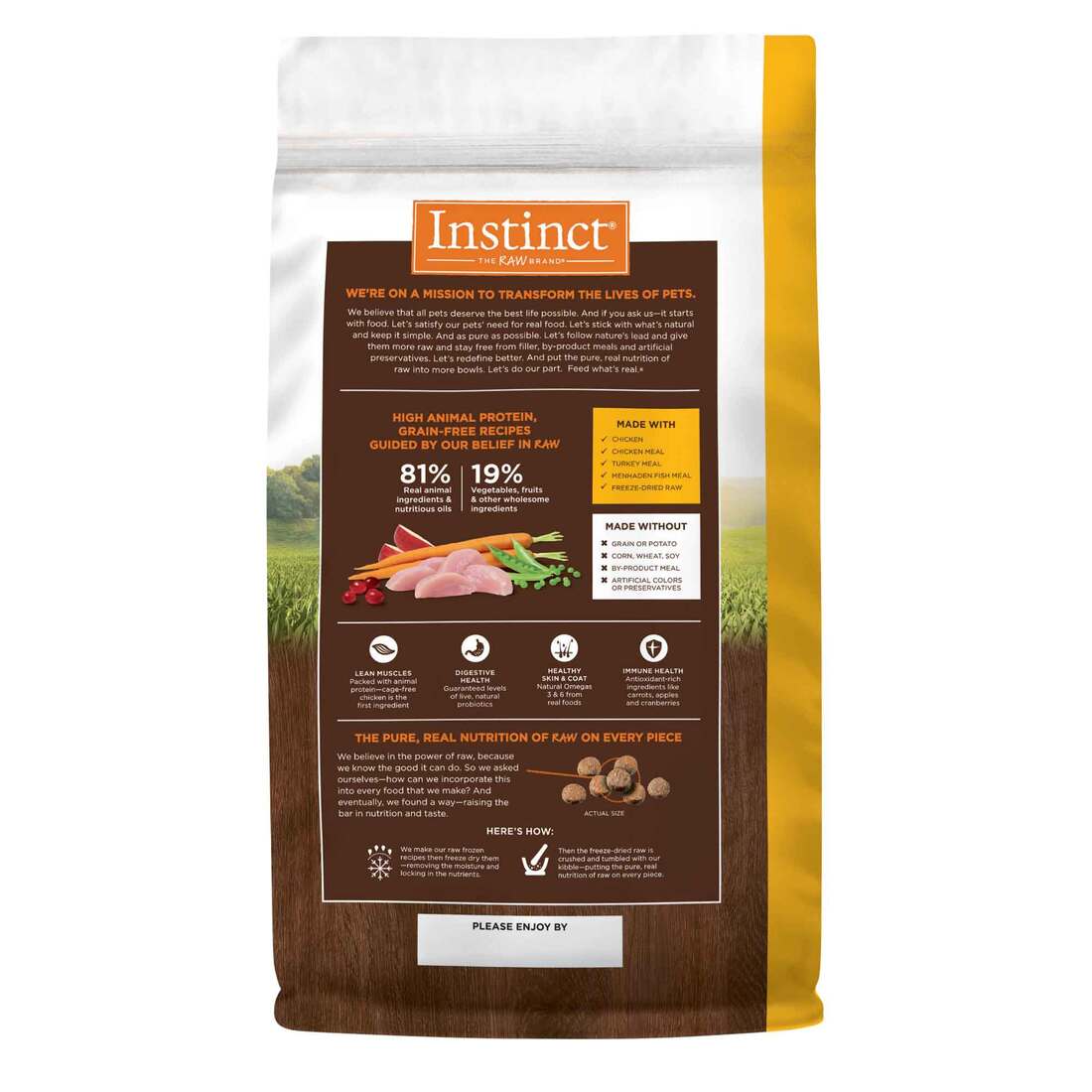 Instinct Original Grain-Free Recipe with Real Chicken Freeze-Dried Raw Coated Dry Cat Food, 5 Pound 