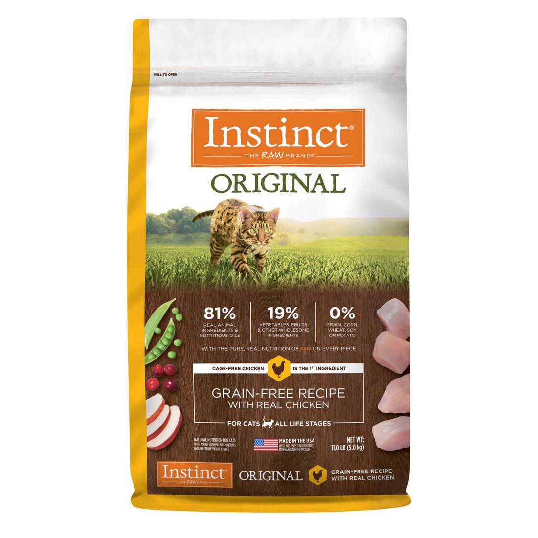 Instinct Original Grain-Free Recipe with Real Chicken Freeze-Dried Raw Coated Dry Cat Food, 11 Pound