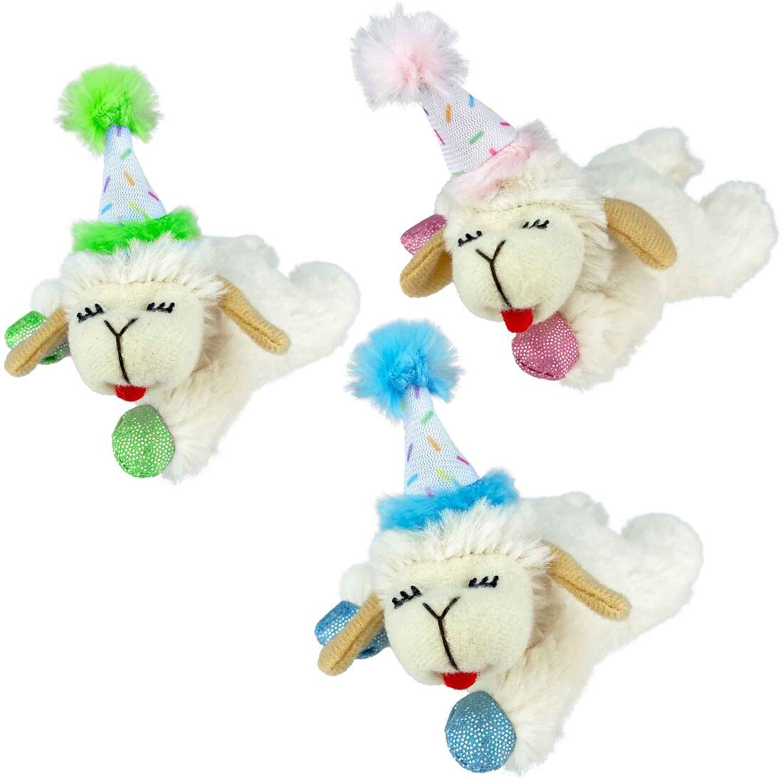 Multipet Lamb Chop With Birthday Hat Cat Toy, Assorted, 1 Each