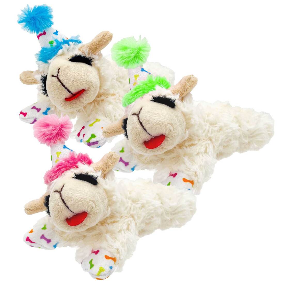 Multipet Birthday Hat Lamb Chop Dog Toy, 6 Inches