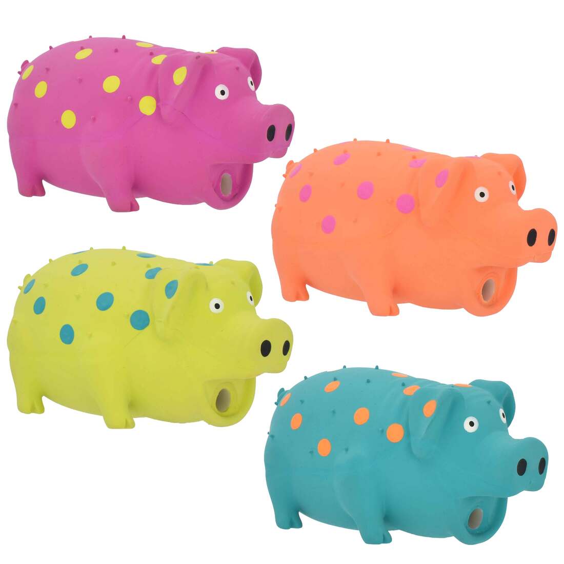 Multipet Latex Polka Dot Grunting Pig Dog Toy, 9 Inches. Assorted, 1 Each