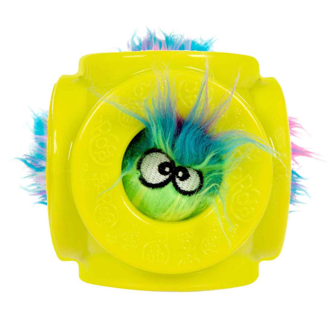 goDog Cage Ball 2-in-1 Burrow Bouncer with Rainbow Furballz Squeaky Plush Dog Toy