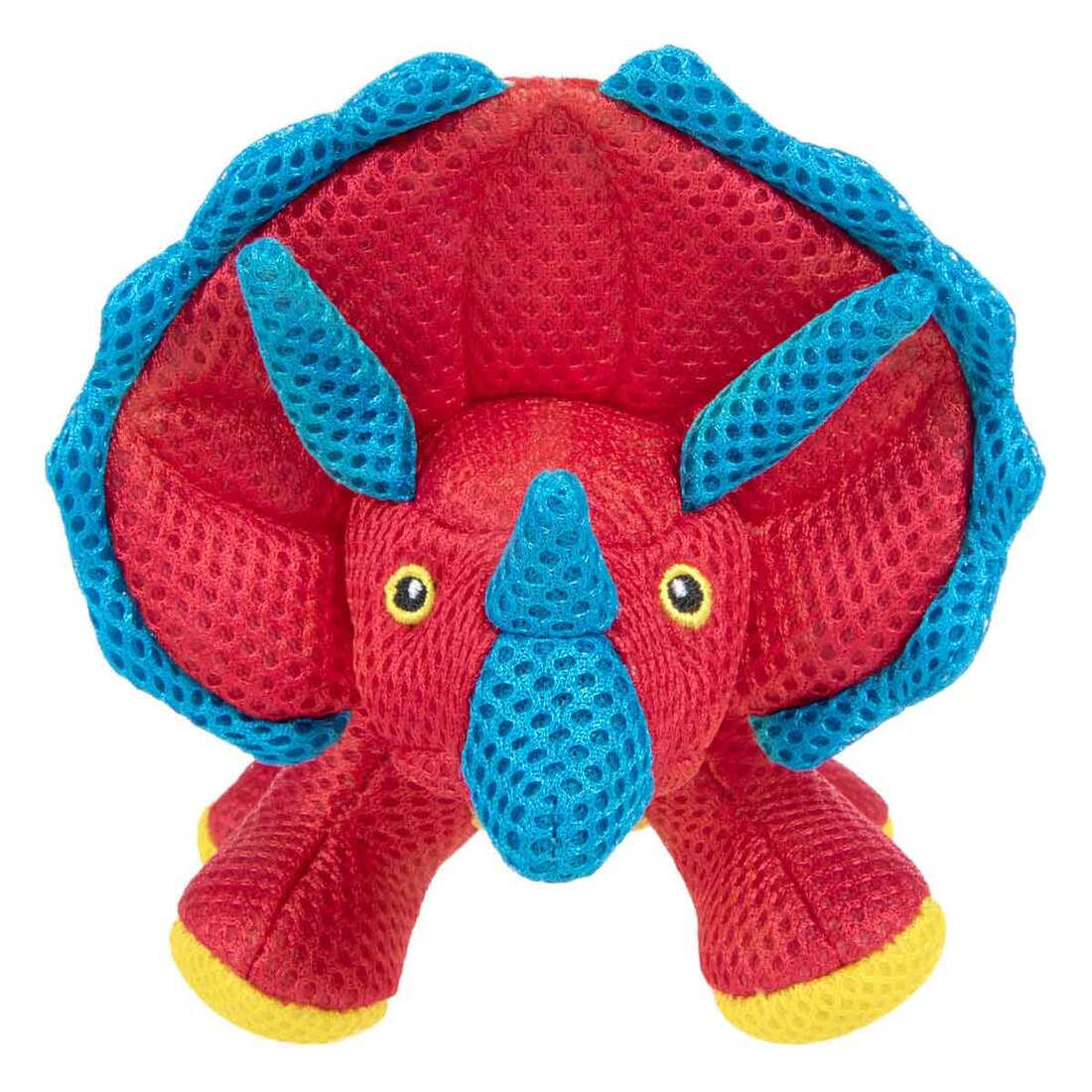 goDog Double Chew Guard Technology Dino Frills Squeaky Plush Dog Toy, Red, Small