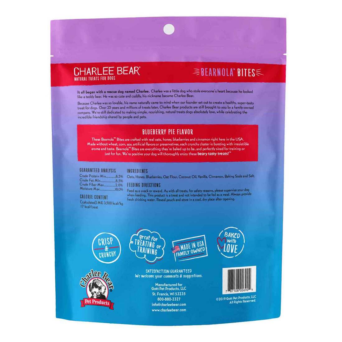 Charlee Bear Bearnola Bites Dog Treat, Blueberry Pie, 8 Ounces