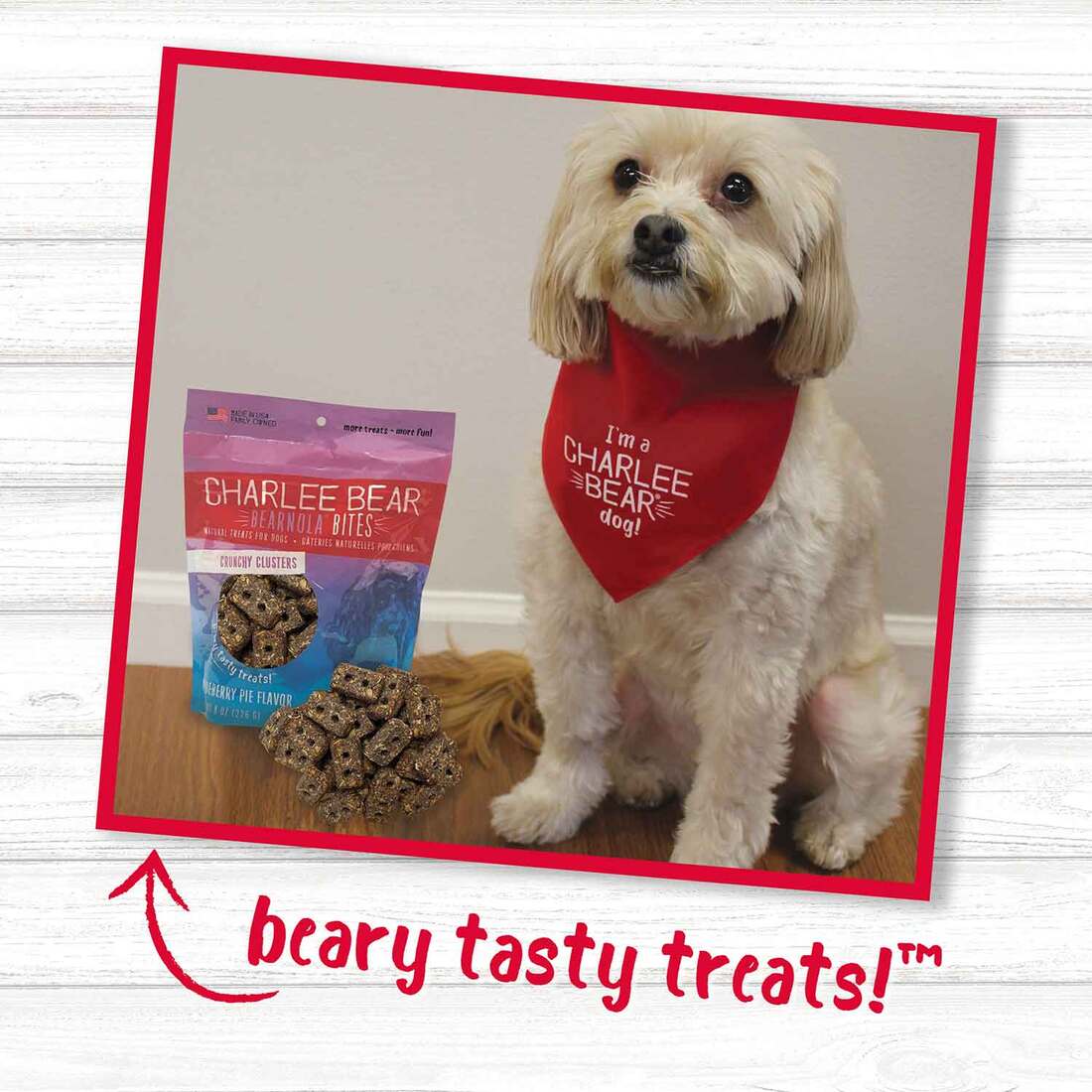 Charlee Bear Bearnola Bites Dog Treat, Blueberry Pie, 8 Ounces