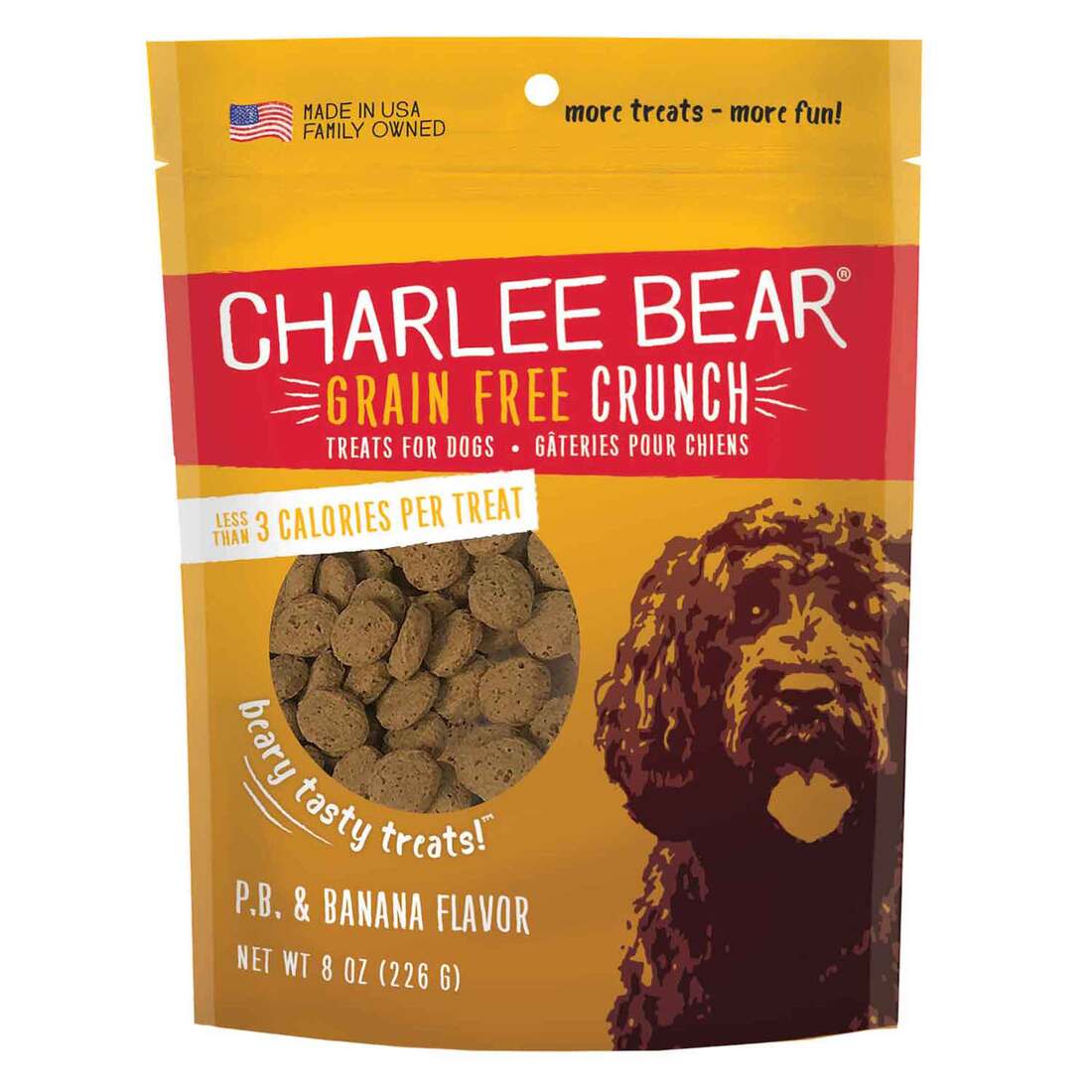 Charlee Bear Crunch Dog Treat, Peanut Butter and Banana, 8 Ounces