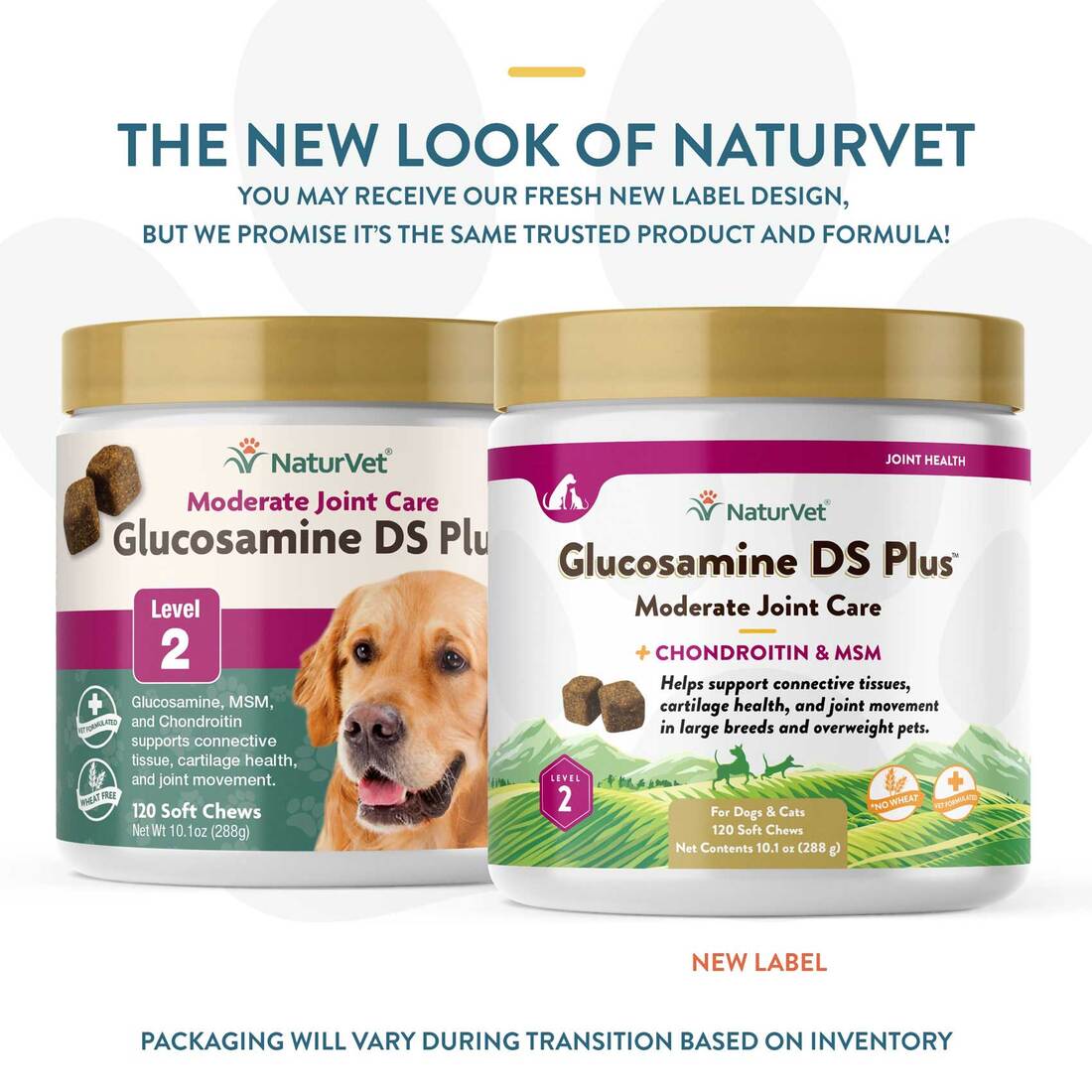 NaturVet Glucosamine DS Plus Level 2 Moderate Joint Care Soft Chews, 120 count