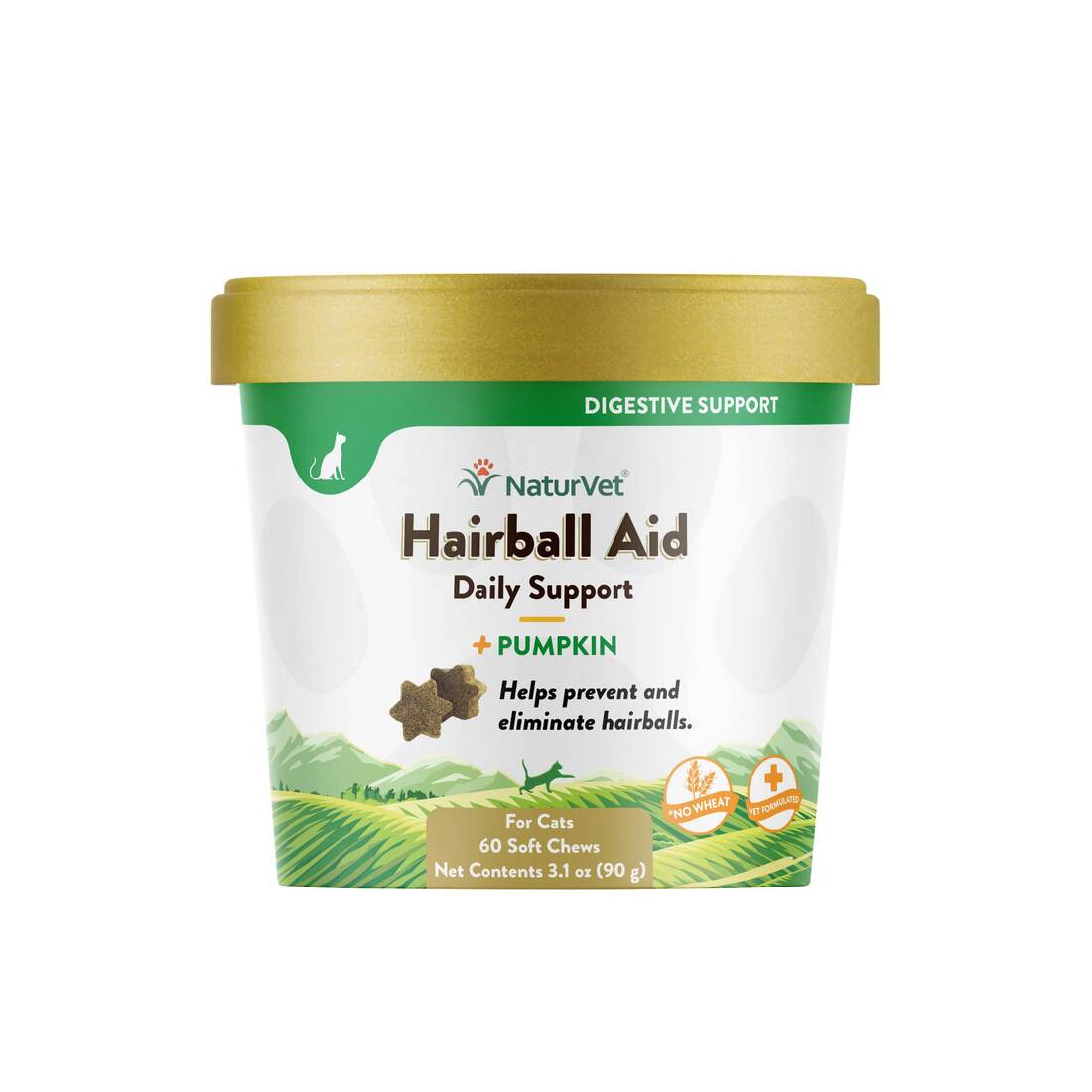 NaturVet Hairball Aid Plus Pumpkin Cat Soft Chew Cup, 60 Count