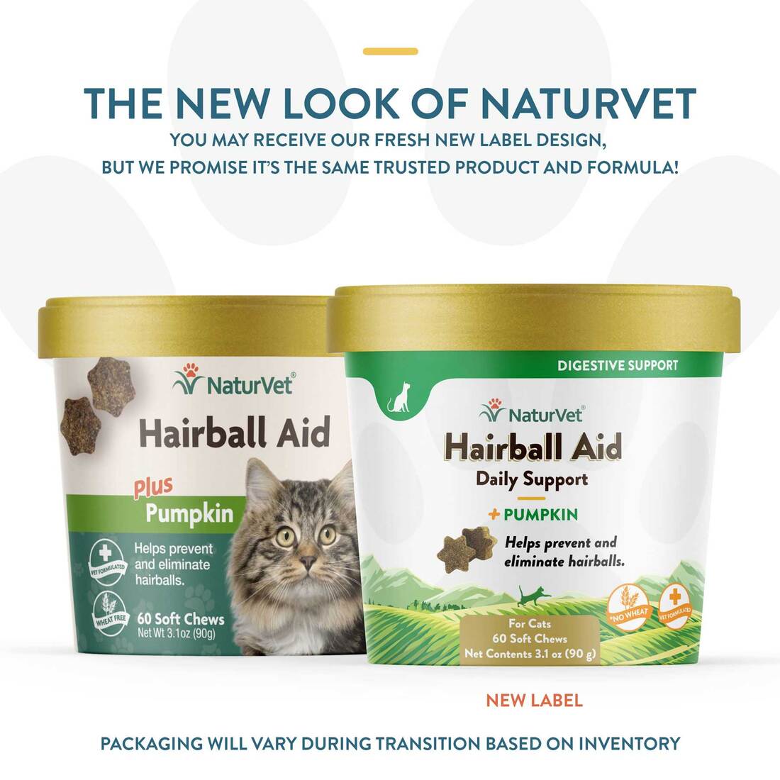 NaturVet Hairball Aid Plus Pumpkin Cat Soft Chew Cup, 60 Count