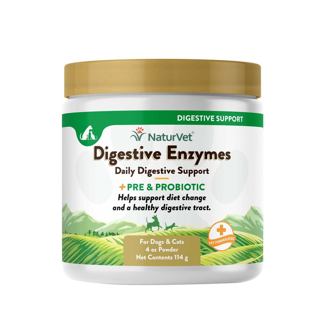 NaturVet Digestive Enzymes Plus Probiotics Powder, 4 Ounces