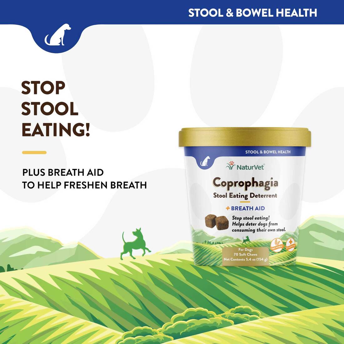 NaturVet Coprophagia Stool Eating Deterrent Plus Breath Aid Dog Soft Chews, 70 Count