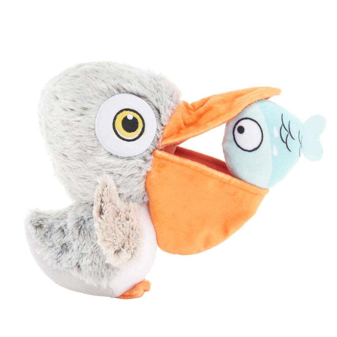 Bark Big Bill & Beak-a-boo Fish Pelican Bird Fish Plush Dog Toy, Small/Medium