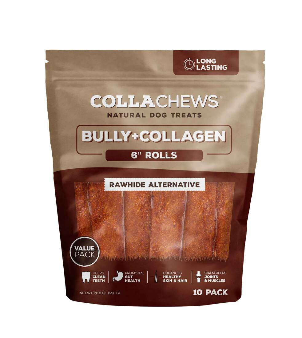 Collachew Collagen Roll Dog Treat, Bully , 6 Inches, 10 Pack