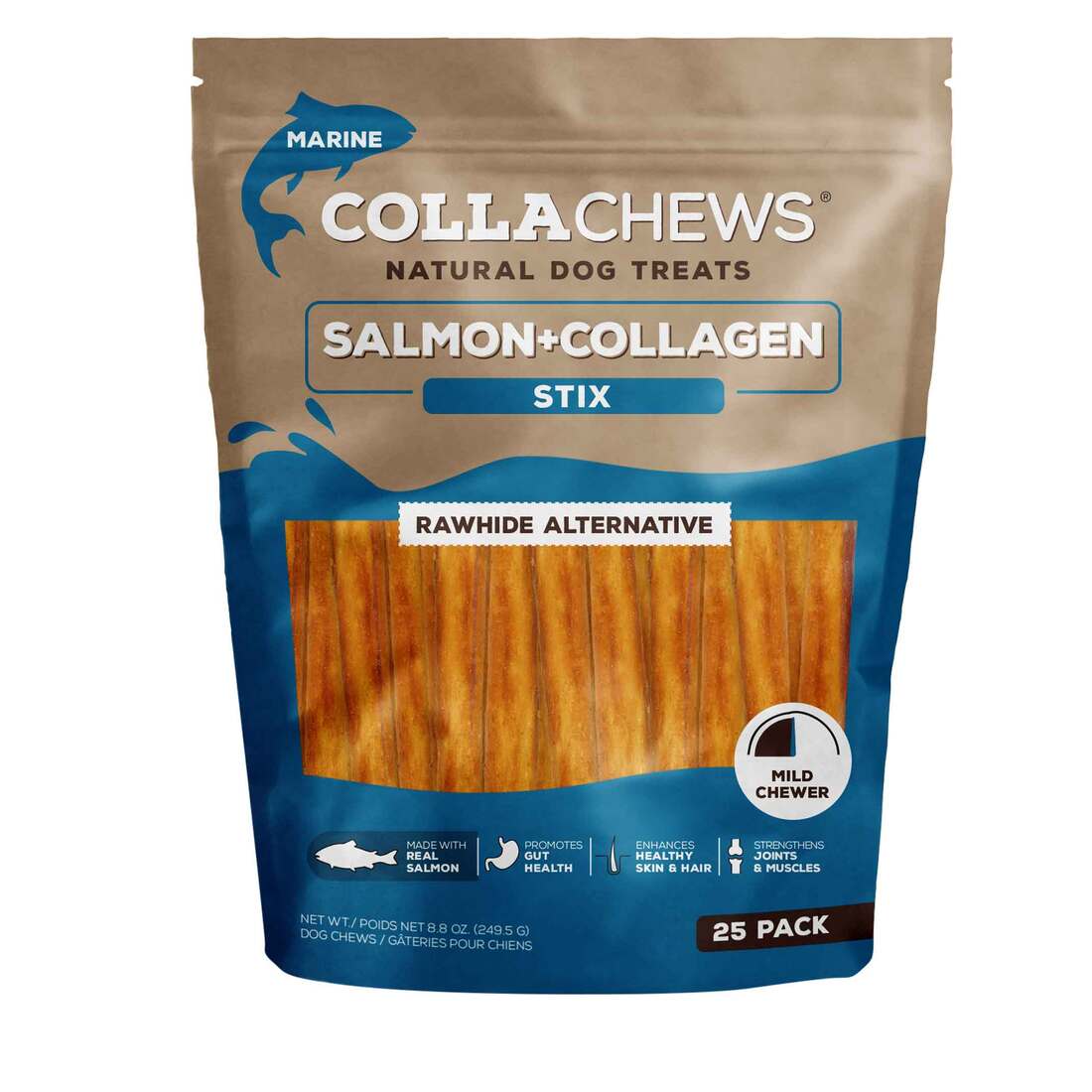 Collachew Collagen Sticks Dog Treat, Fish, 5 Inches, 25 Count