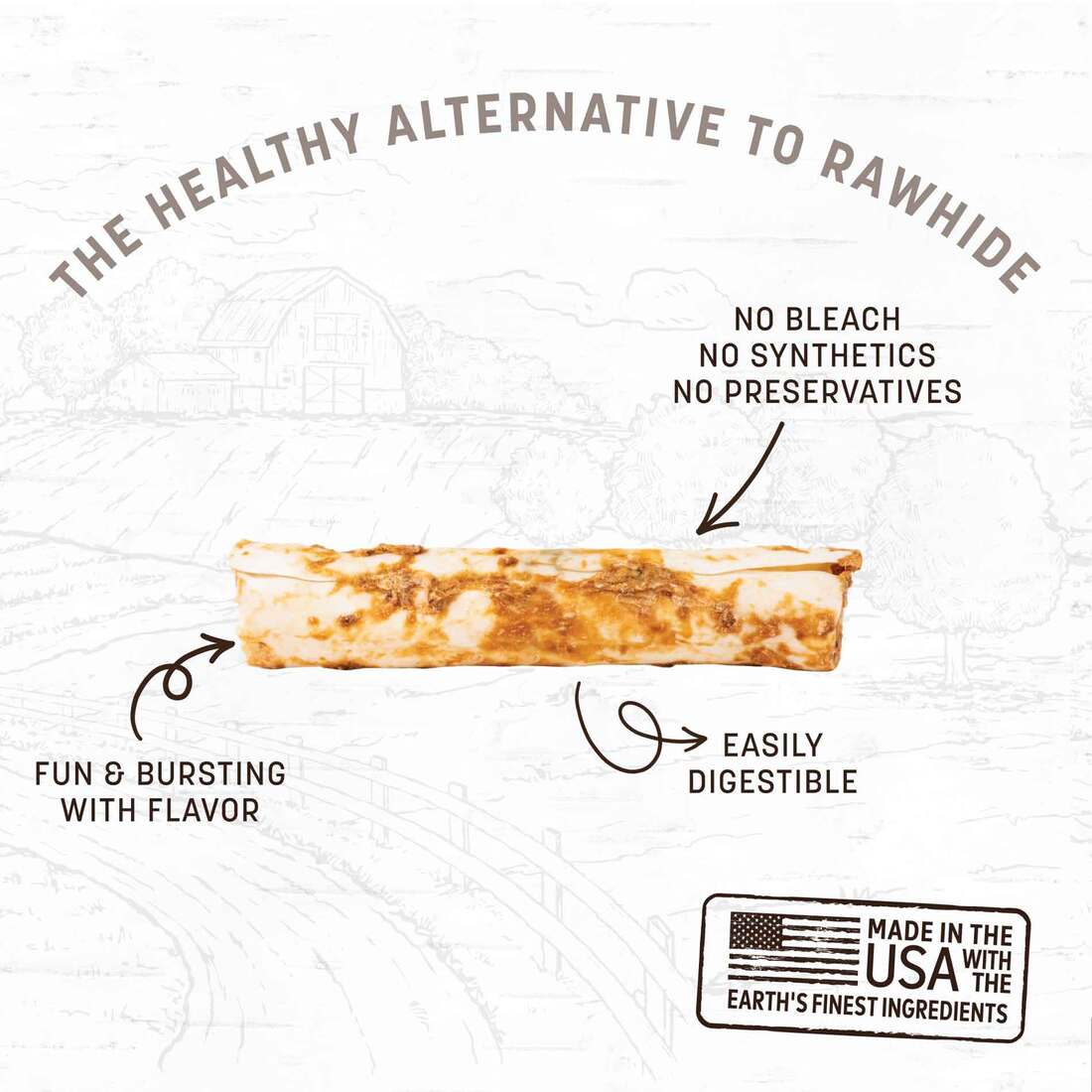Earth Animal No-Hide Rolls Natural Rawhide Alternative Dog Chews, Chicken Recipe, Medium, 3 Pack Val