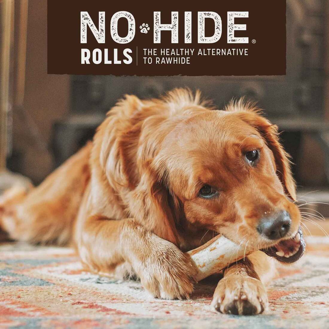 Earth Animal No-Hide Rolls Natural Rawhide Alternative Dog Chews, Peanut Butter Recipe, Medium, 3 Pa