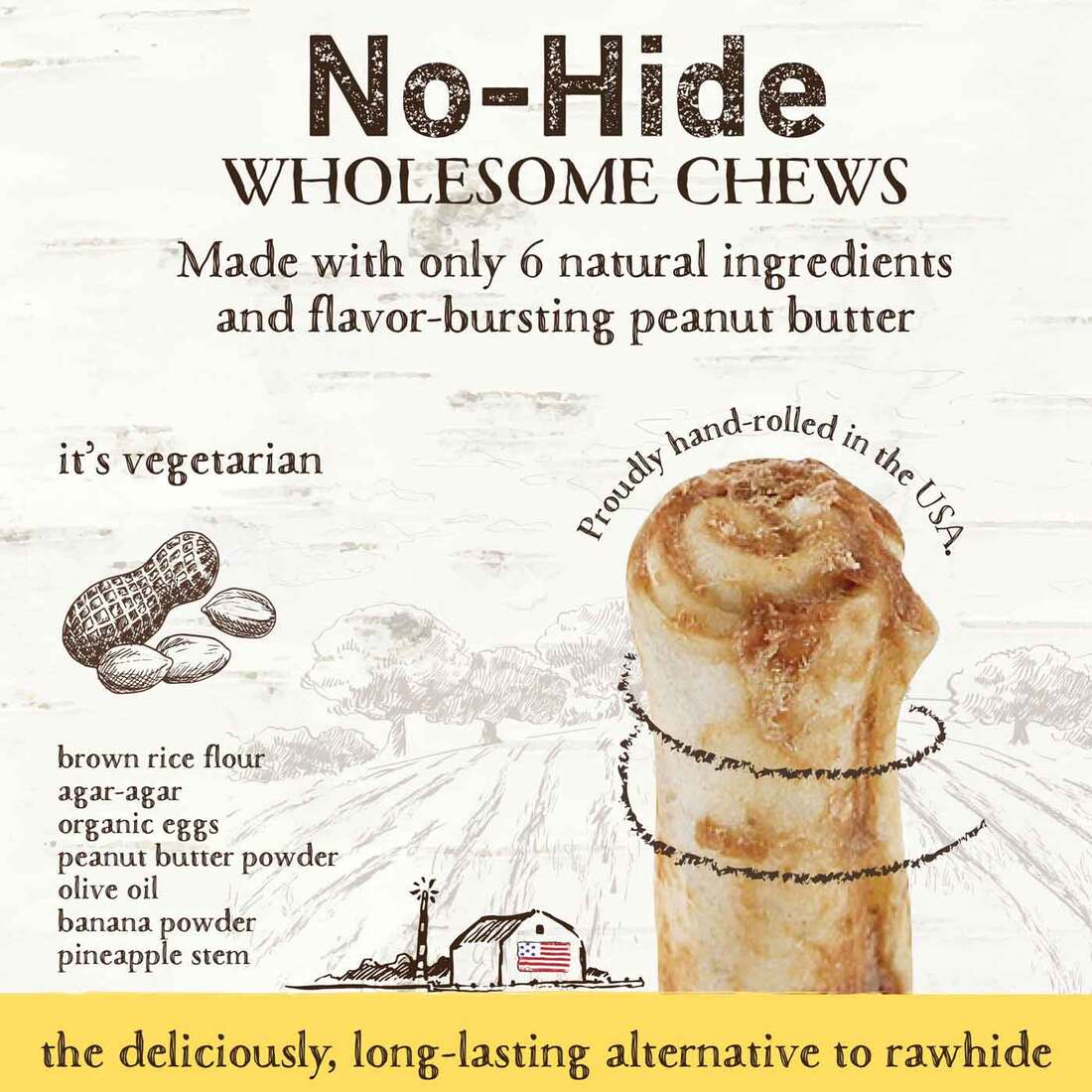 Earth Animal No-Hide Peanut Butter Medium Natural Rawhide Alternative Dog Chew, 1 Count
