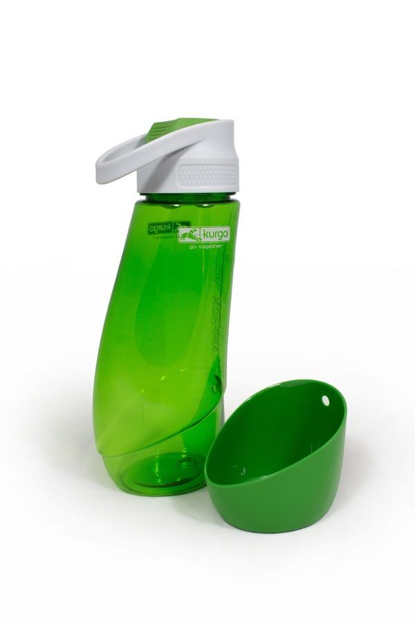 Kurgo Gourd H2O Bottle & Dog Bowl, 24 Ounces, Grass Green