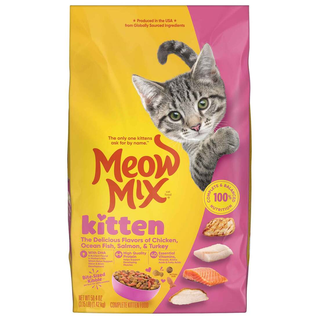 Meow Mix Kitten Lil Nibbles Dry Cat Food, 3.15 Pounds