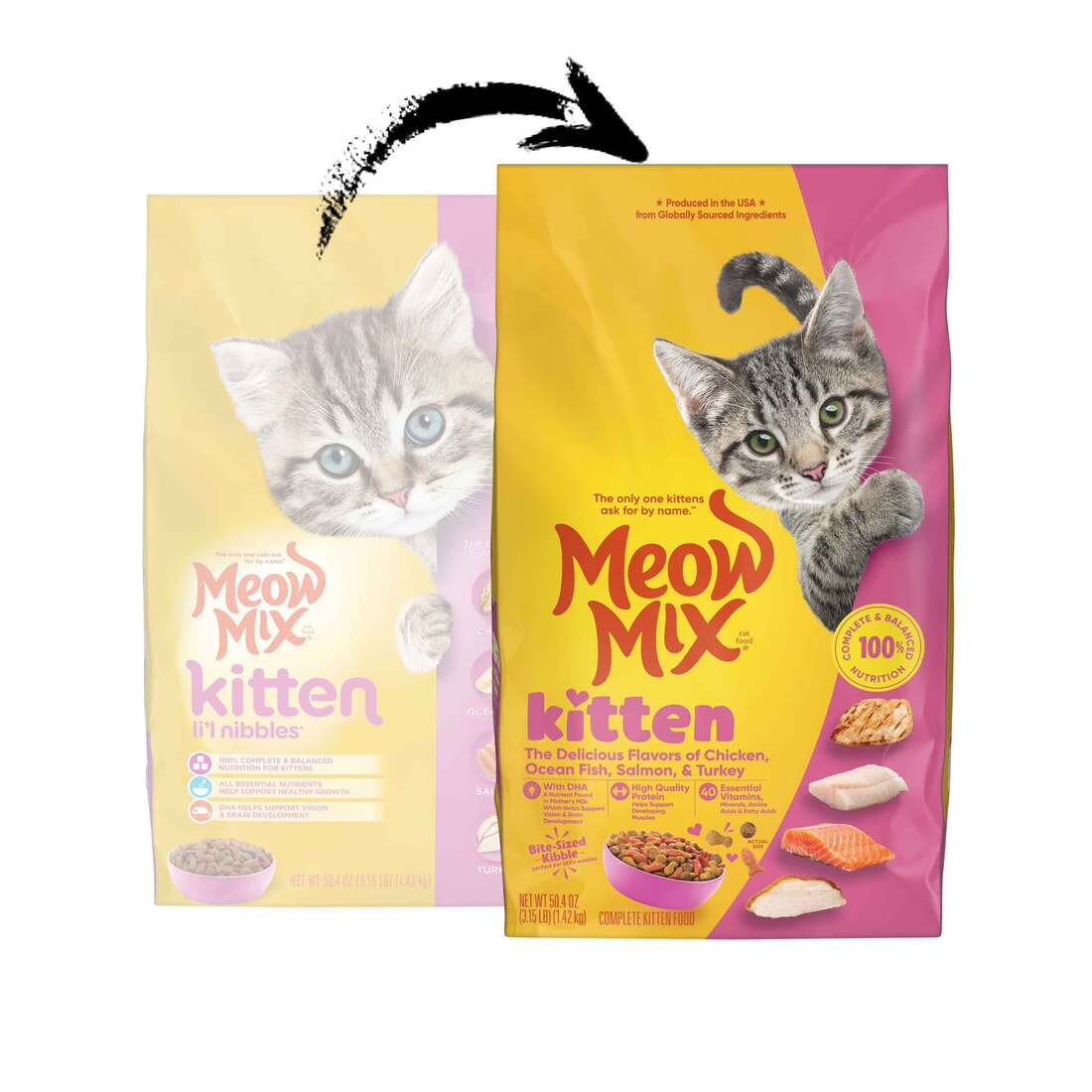Meow Mix Kitten Lil Nibbles Dry Cat Food, 3.15 Pounds