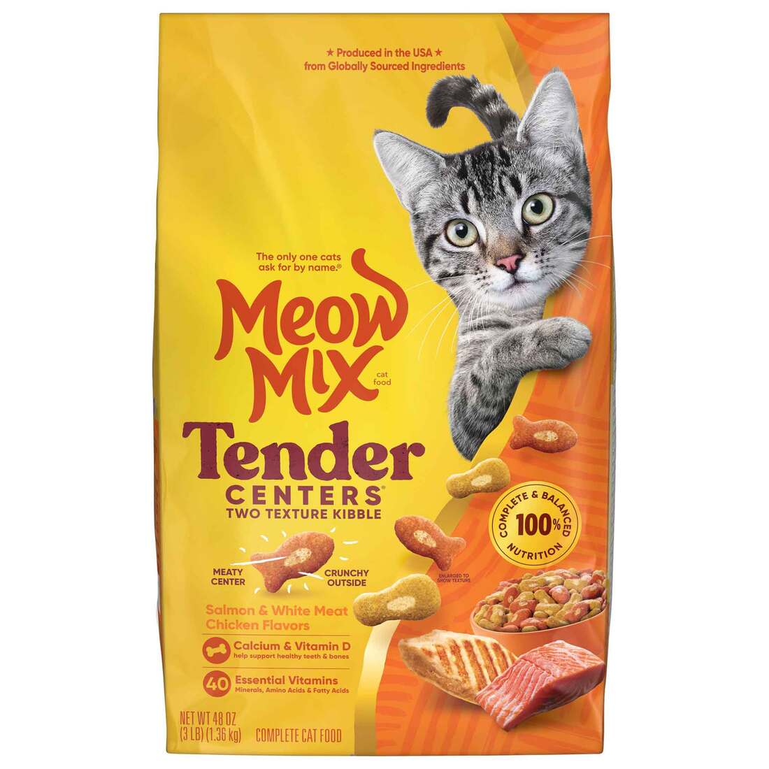 Meow Mix Tender Centers Salmon & White Meat Chicken Dry Cat Food, 3 Pounds