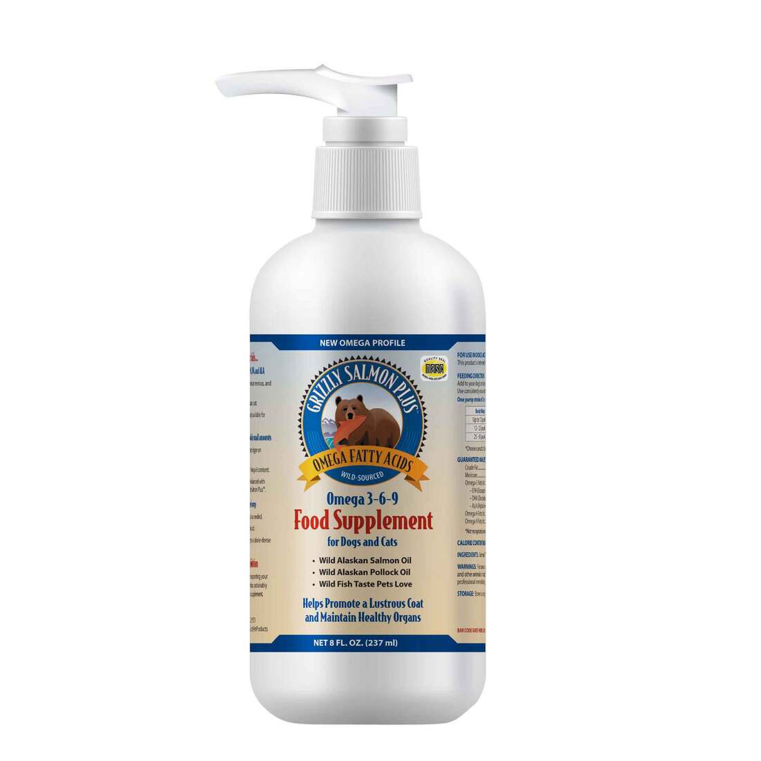 Grizzly Salmon Oil, 8 Ounce Pump Bottle
