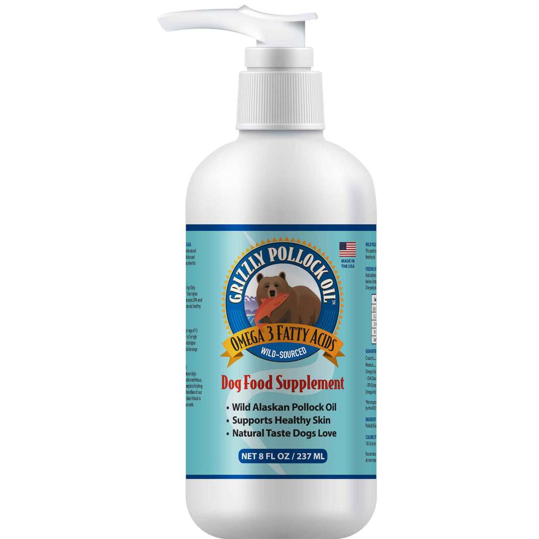 Grizzly Pollock Oil, 8 Ounce Pump Bottle