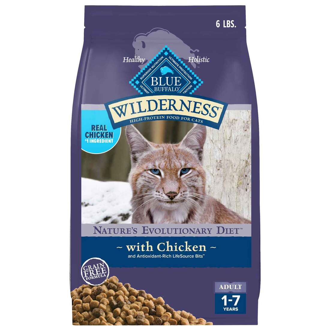 Blue Wilderness Dry Cat Food, Adult Grain Free Chicken, 6 Pounds
