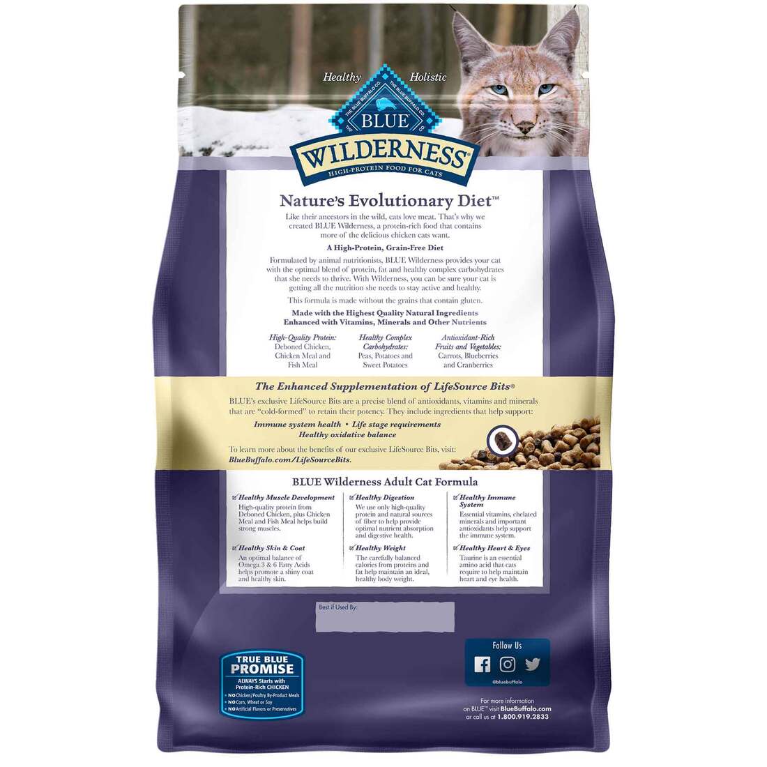 Blue Wilderness Dry Cat Food, Adult Grain Free Chicken, 6 Pounds