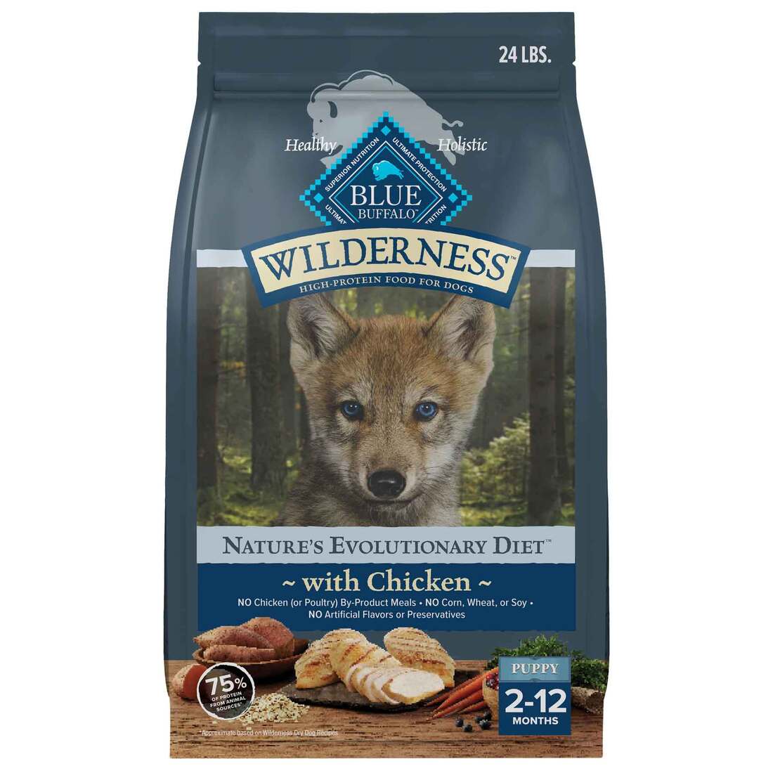Blue Wilderness Puppy Dry Dog Food, Chicken, 24 Pounds