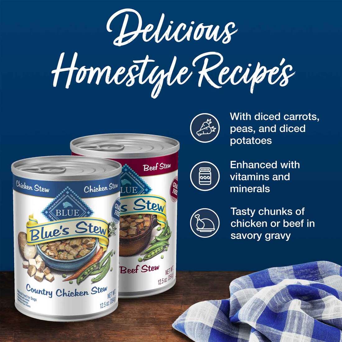 Blue Buffalo Blue's Stew Chicken & Beef In Gravy Wet Dog Food Variety Pack for Adult Dogs, Grain-Fre