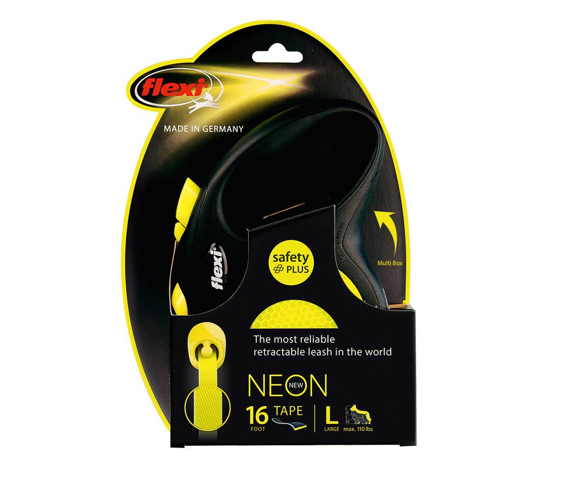 Flexi New Neon Retractable Leash, Large, Tape, 16 Feet, Neon