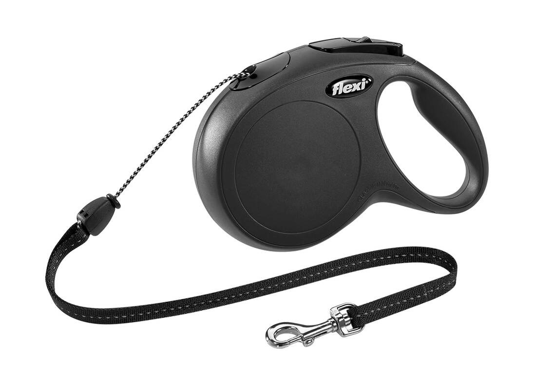 Flexi New Classic Retractable Leash, Medium, Cord, 26 Feet, Black
