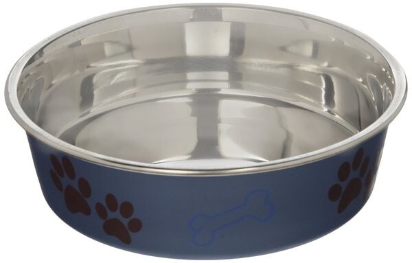 Loving Pets Bella Metallic Pet Bowl for Cats, Blueberry, Medium