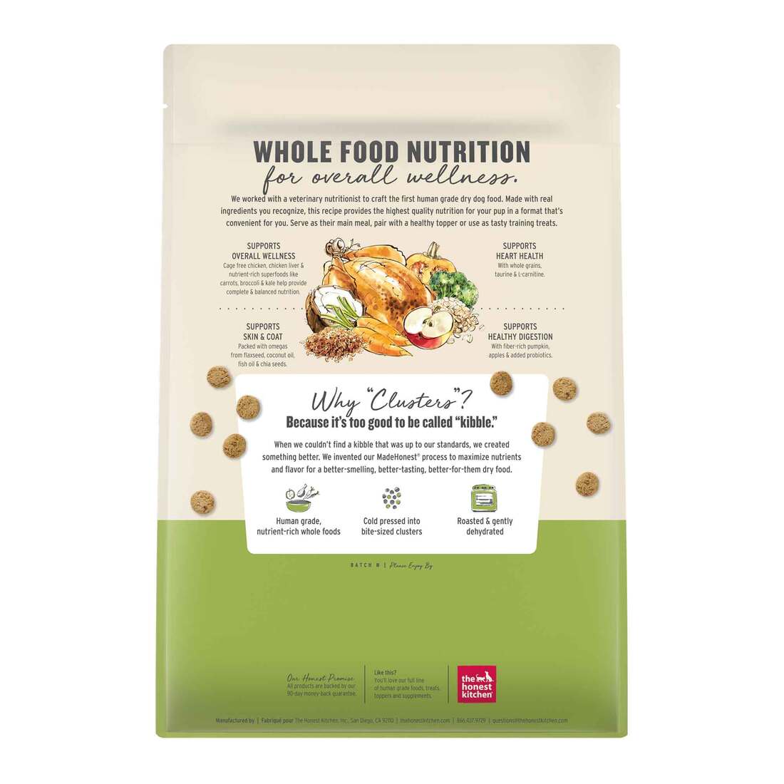 The Honest Kitchen Gourmet Whole Food Clusters Whole Grain Chicken &  Superfoods Dog Food, 5 Pound Ba