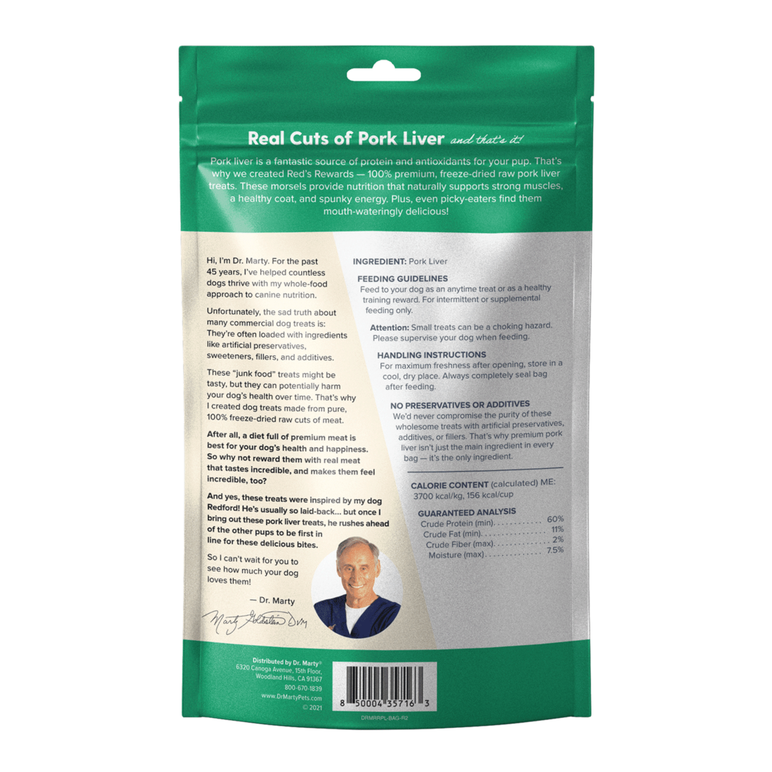 Dr Marty Reds Rewards Dog Treat, Pork Liver