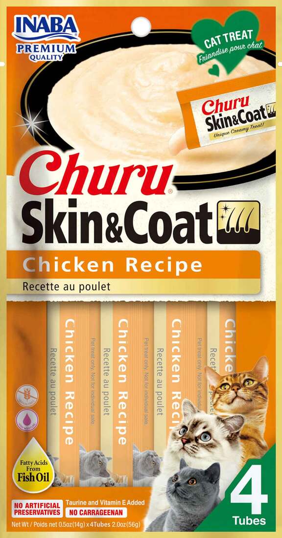 Churu Skin & Coat Chicken Recipe Cat Treat, 2 Ounces