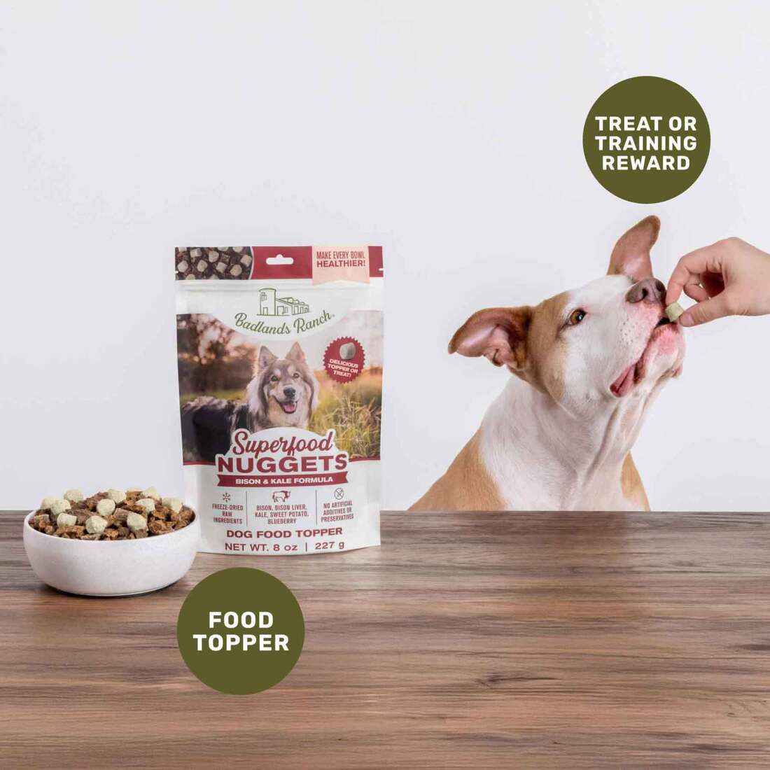 Badlands Ranch Superfood Nuggets Dog Topper, Bison and Kale, 8