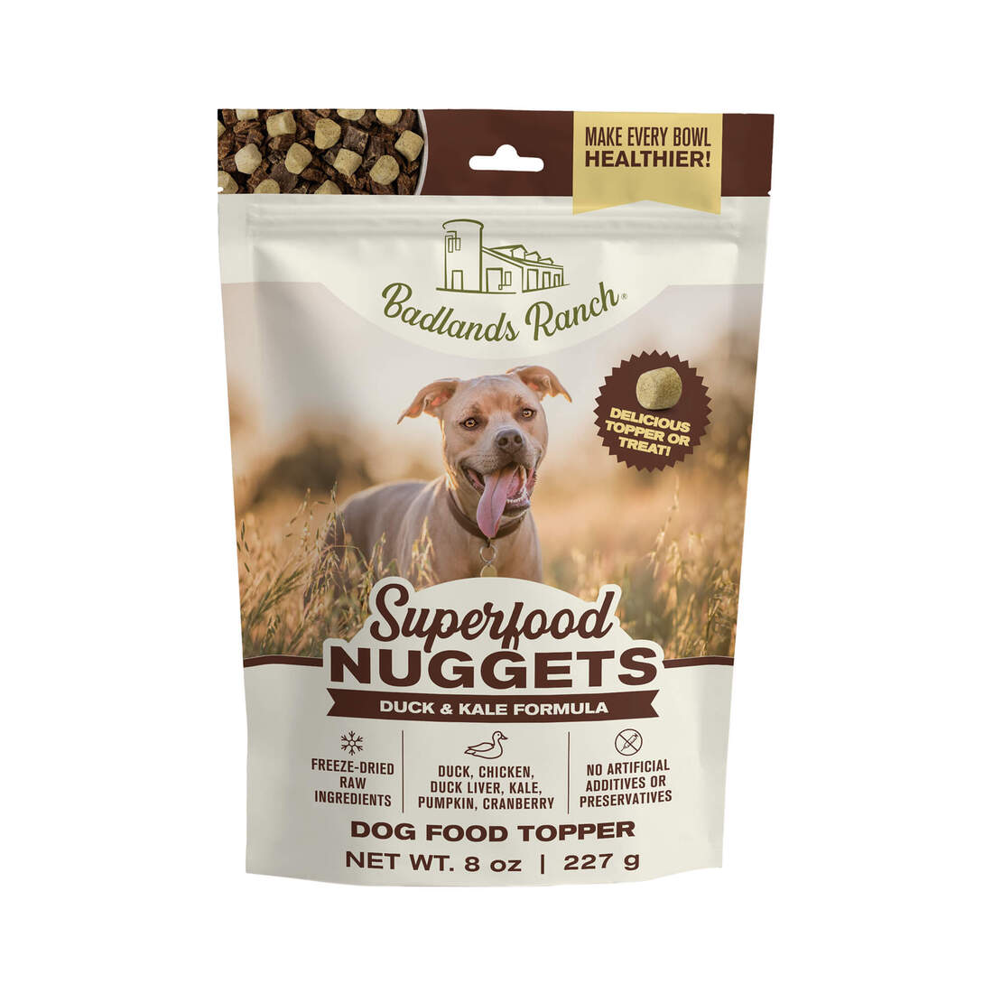 Badlands Ranch Superfood Nuggets Dog Topper, Duck and Kale, 8