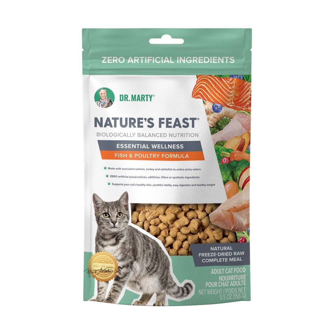 Dr. Marty Nature's Feast Essential Wellness Fish & Poultry Cat Food, 5.5 Ounces
