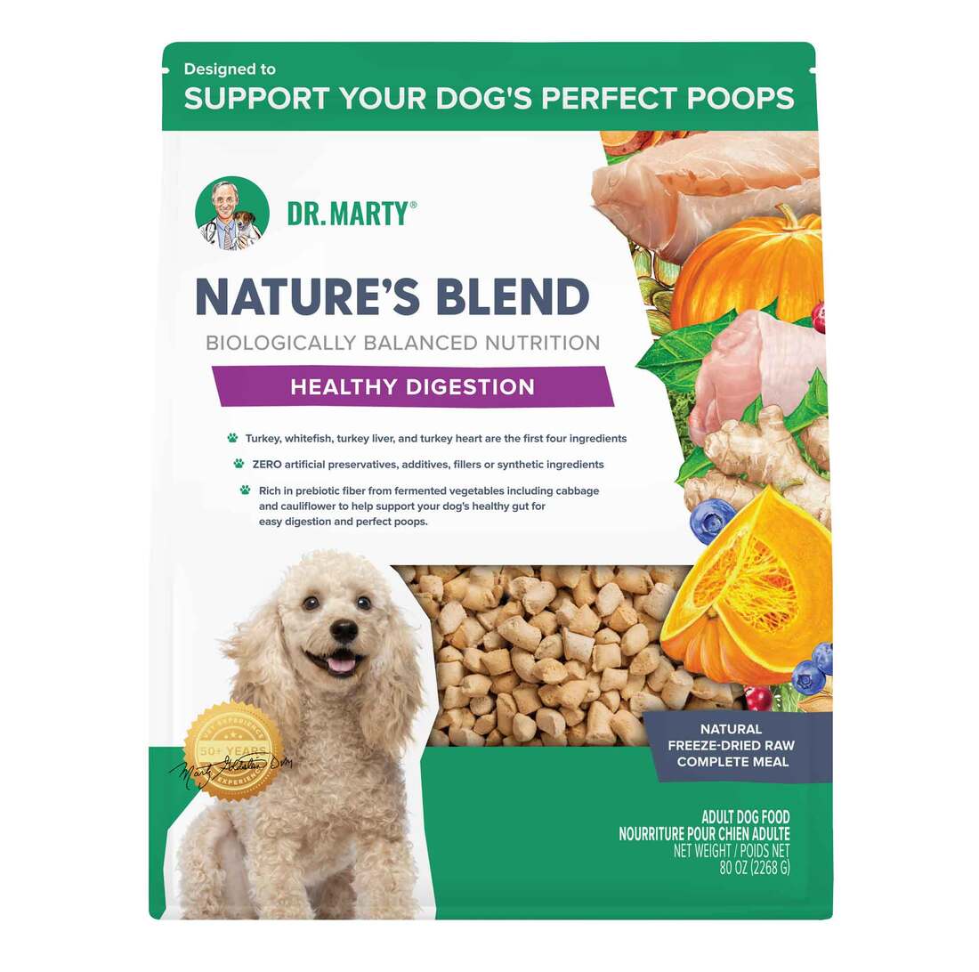 Dr Marty Nature's Blend Healthy Digestion Freeze Dried Dog Food, 80 Ounces