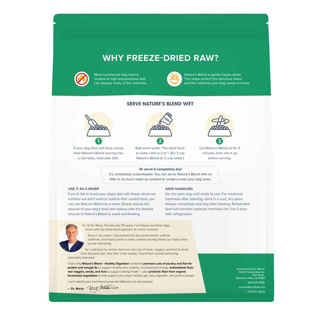 Dr Marty Nature's Blend Healthy Digestion Freeze Dried Dog Food, 80 Ounces