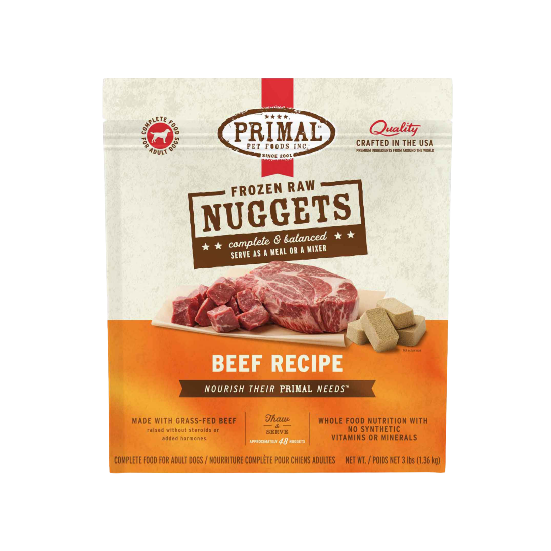Primal Pet Foods Canine Frozen Beef Formula, 3 Pounds - Not Available ...